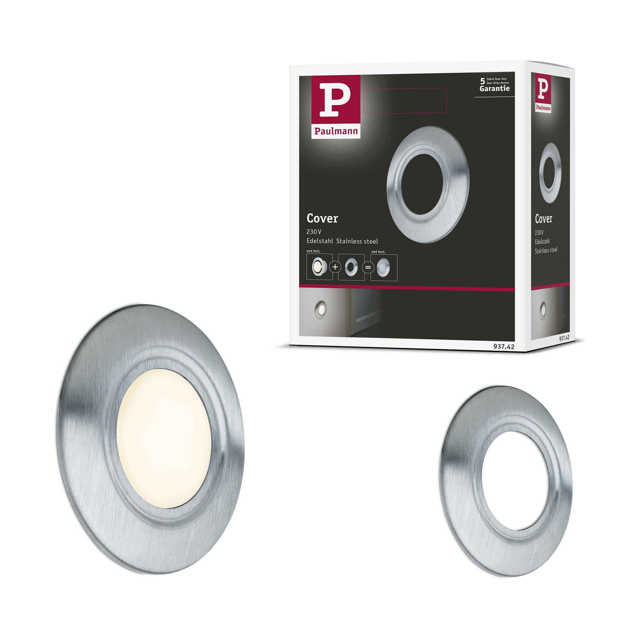 Encastré mural LED Couvercle Cache rond 86mm Acier inoxydable | Leroy ...