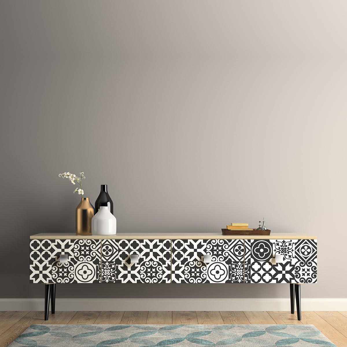 24 vinilos muebles de azulejos lino - adhesivo de pared - revestimiento sticker mural decorativo - 24stickers15x15cm