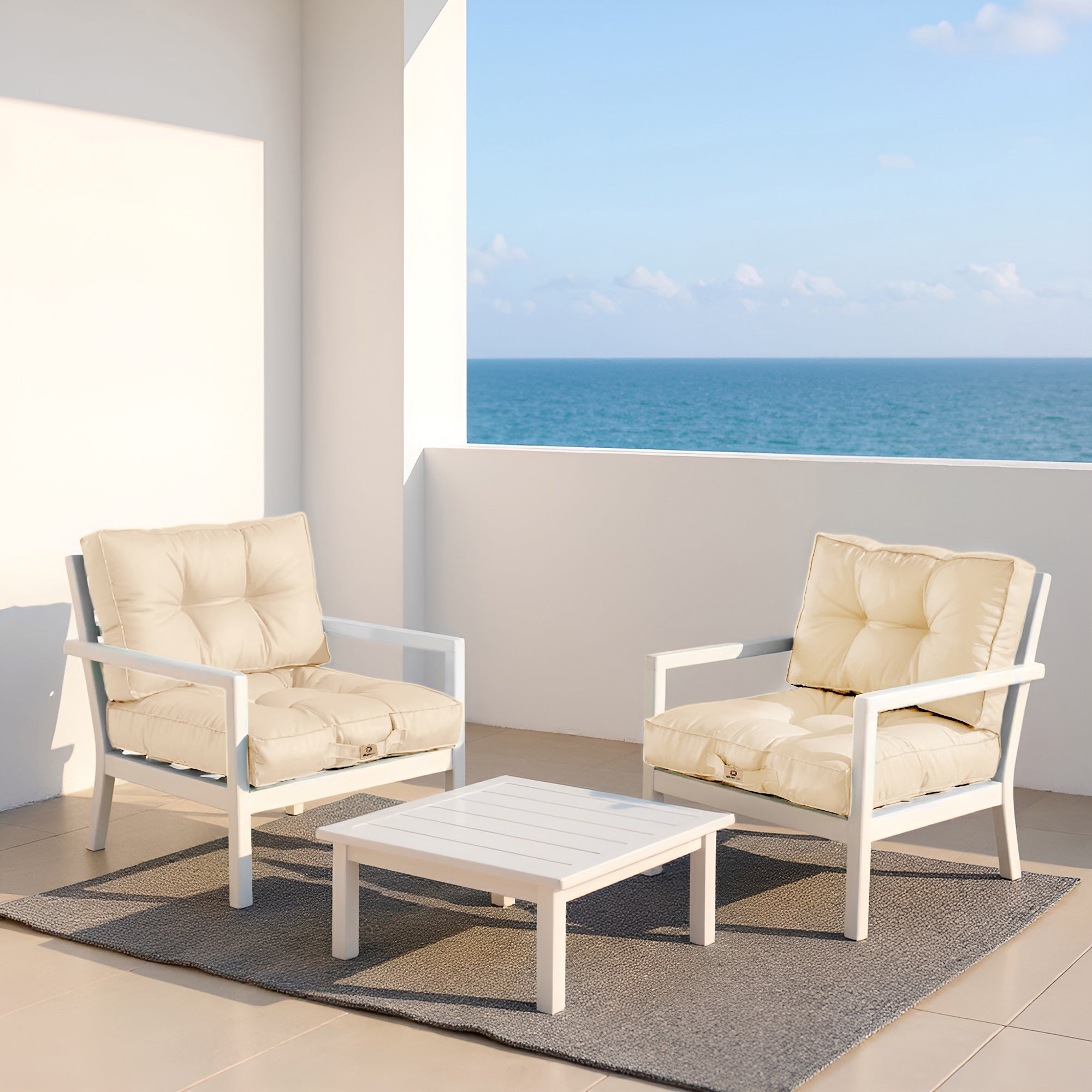 Coussins pour salon de jardin capitonné 50x50cm Beige - 2