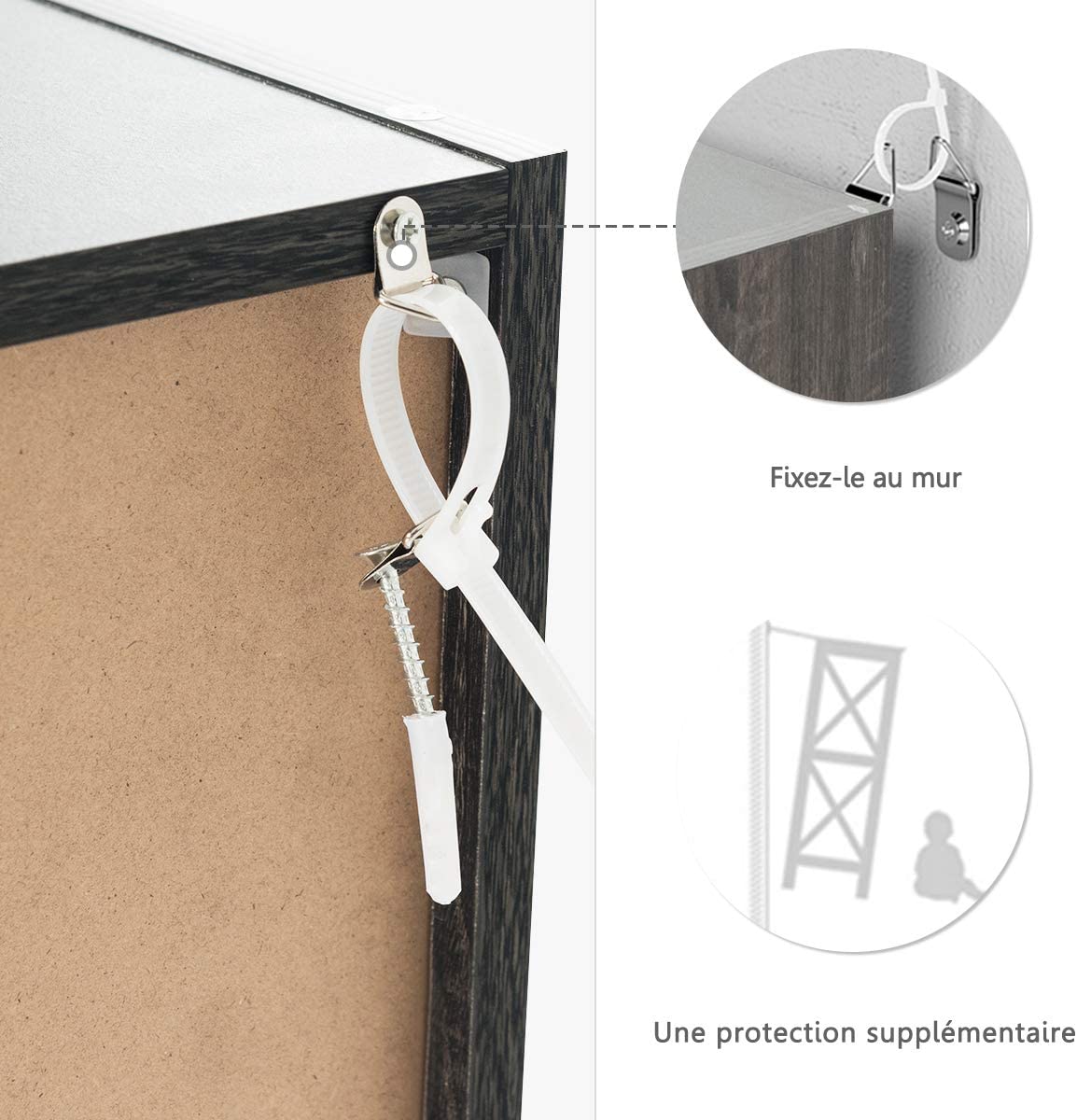 Scaffale Portaoggetti Guardaroba Mensola Libreria in Legno Mobile con 9 Cubi, Scaffale Cubo Porta Libri (Grigio-Marrone) - 5