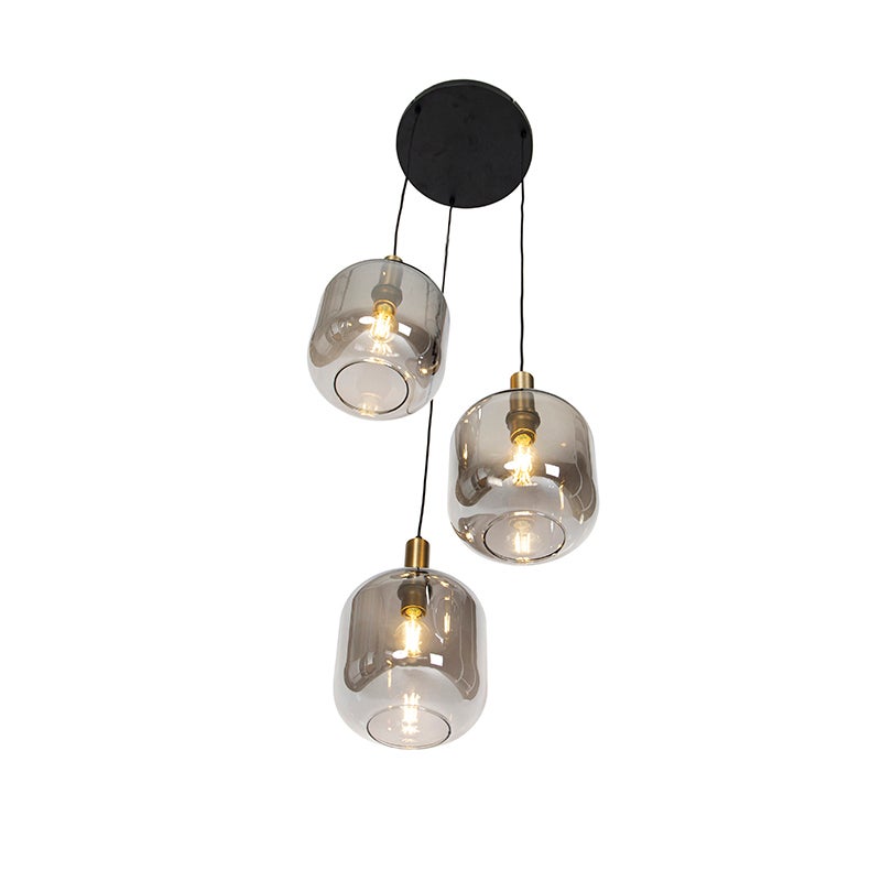 Suspension design noire avec verre doré et fumé 3 lumières - Zuzanna - 6