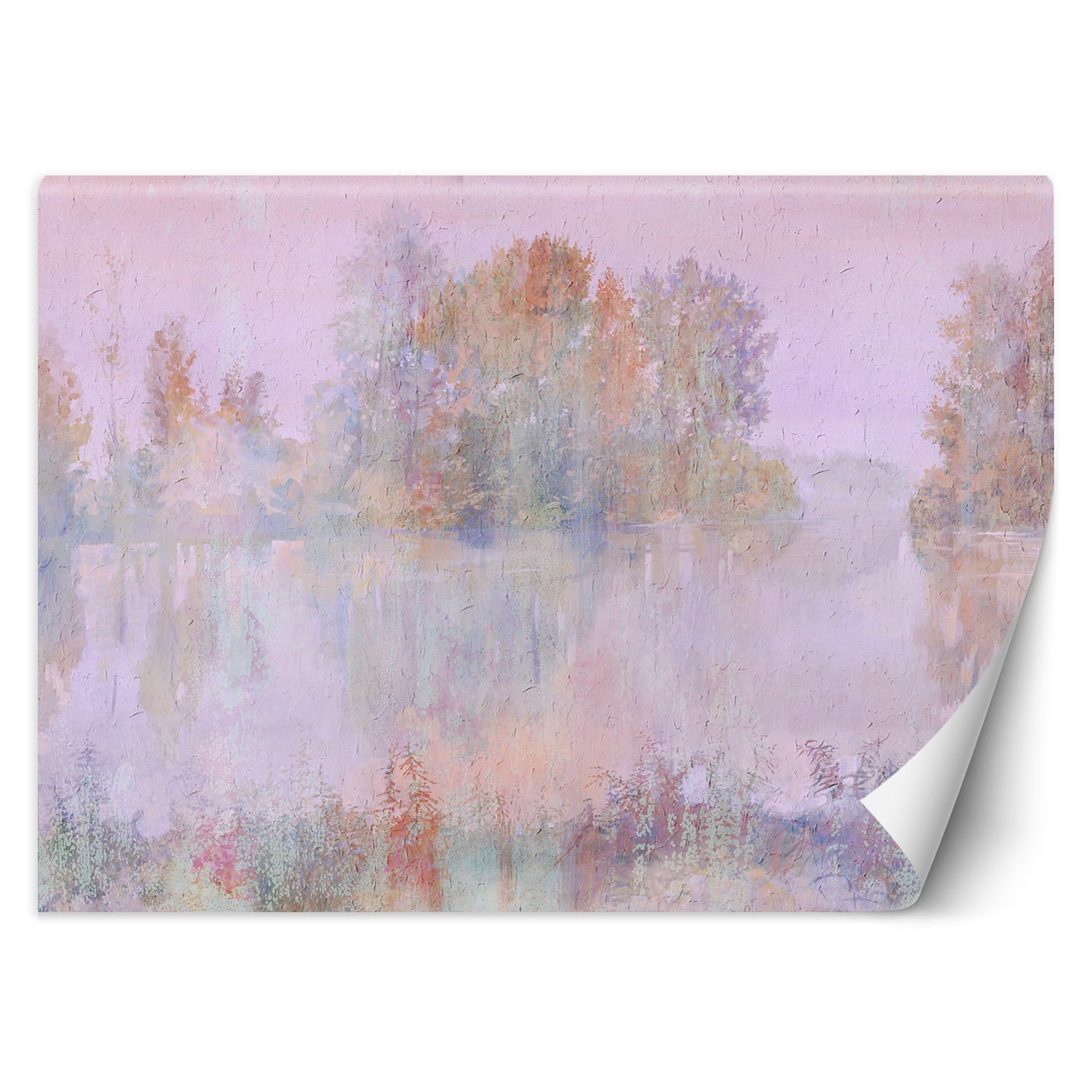 Fototapeta, Widok na jezioro mgła akwarela 300x210