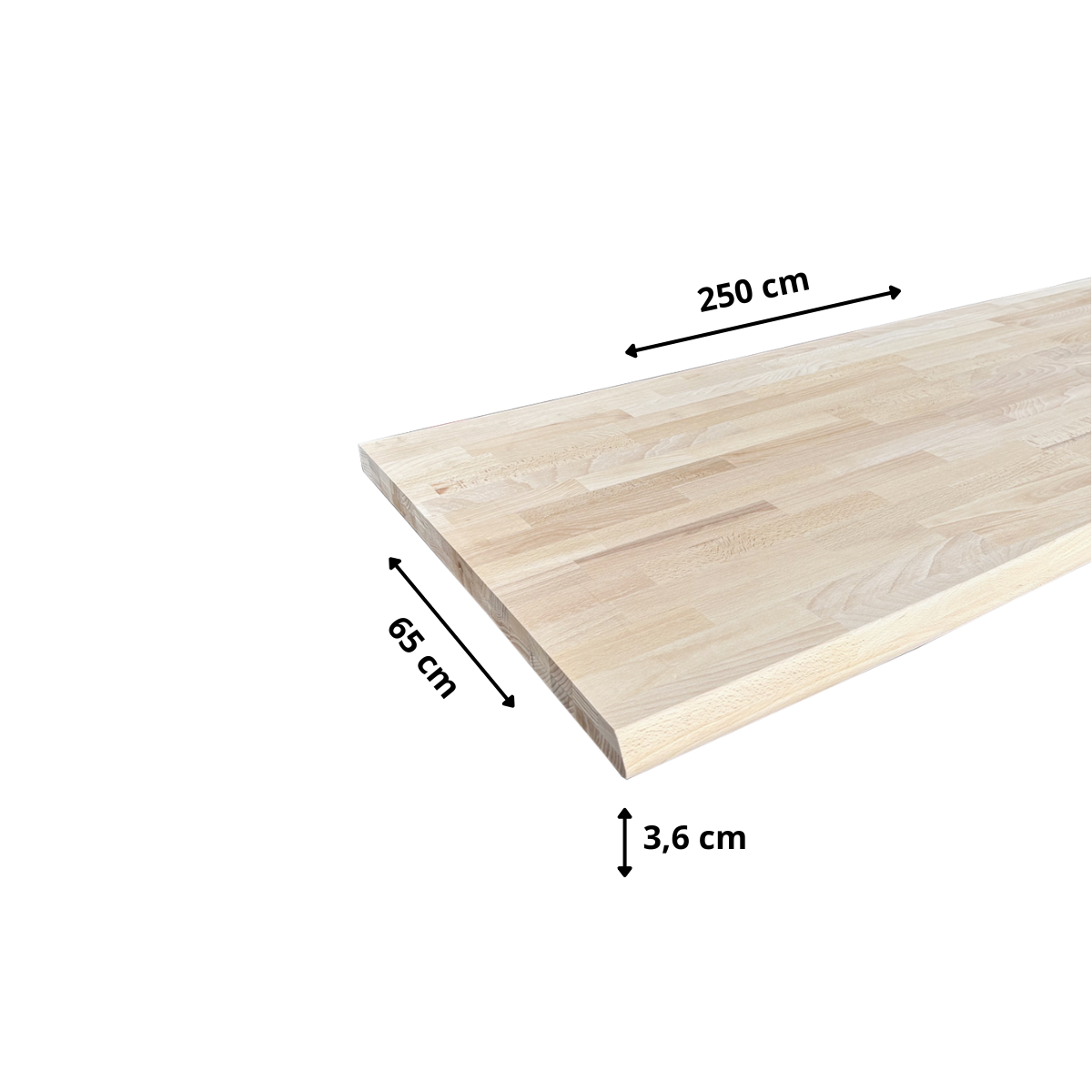 Plan de travail Hêtre massif bord naturel L.250 x l.65 cm, Ep.36 mm - 3