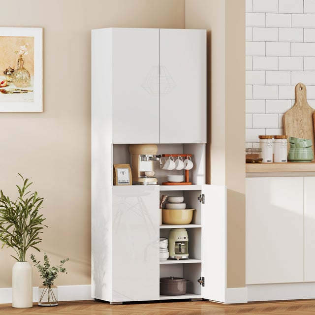 Alacena de Cocina HOMCOM MDF Blanco 68x34x180 cm