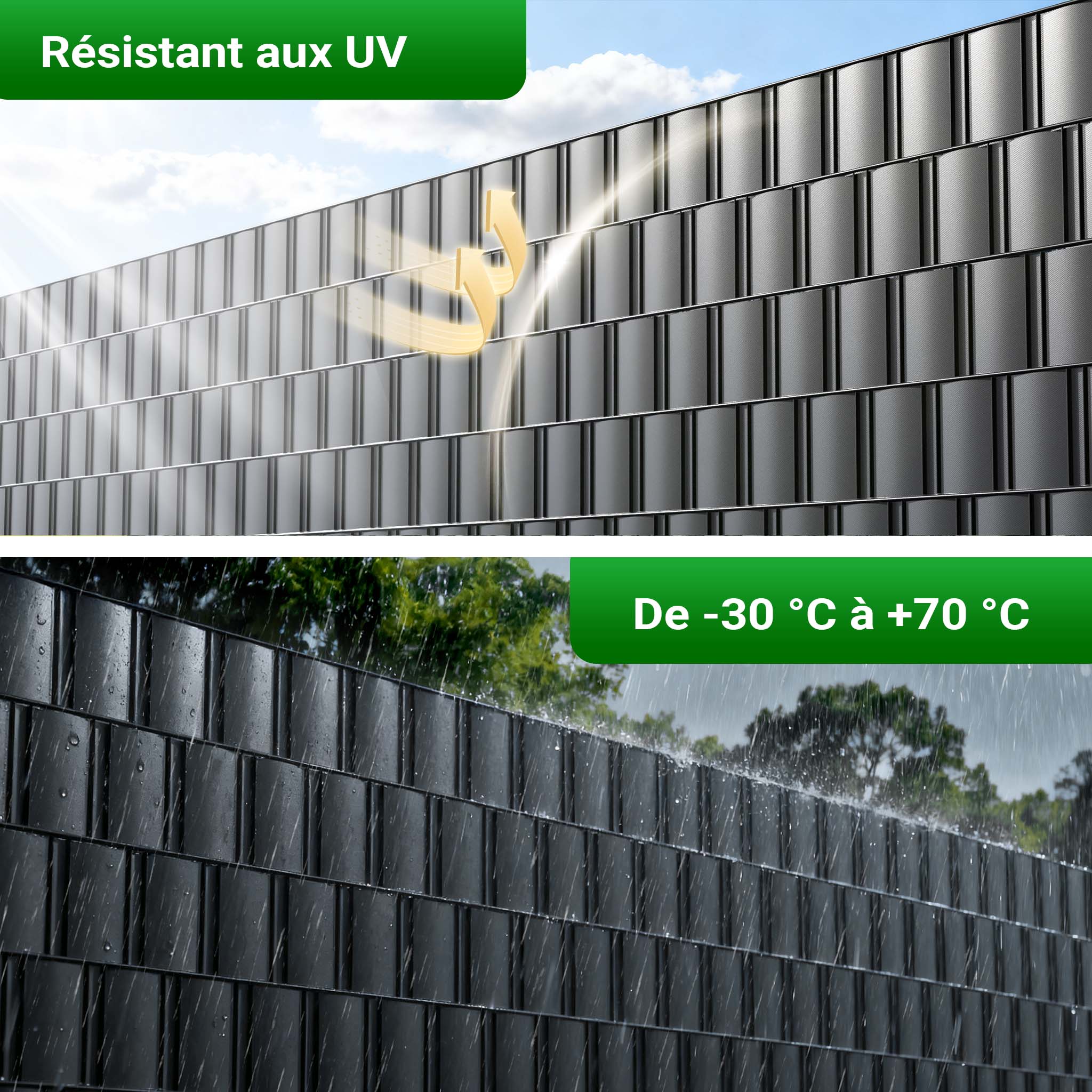 Brise-vue en rouleau – anthracite – 35 m x 19 cm – en PVC 450 g/m² – avec 20 clips – Protection visuelle Pare-vue extérieur pour Clôture… Wiltec - 6