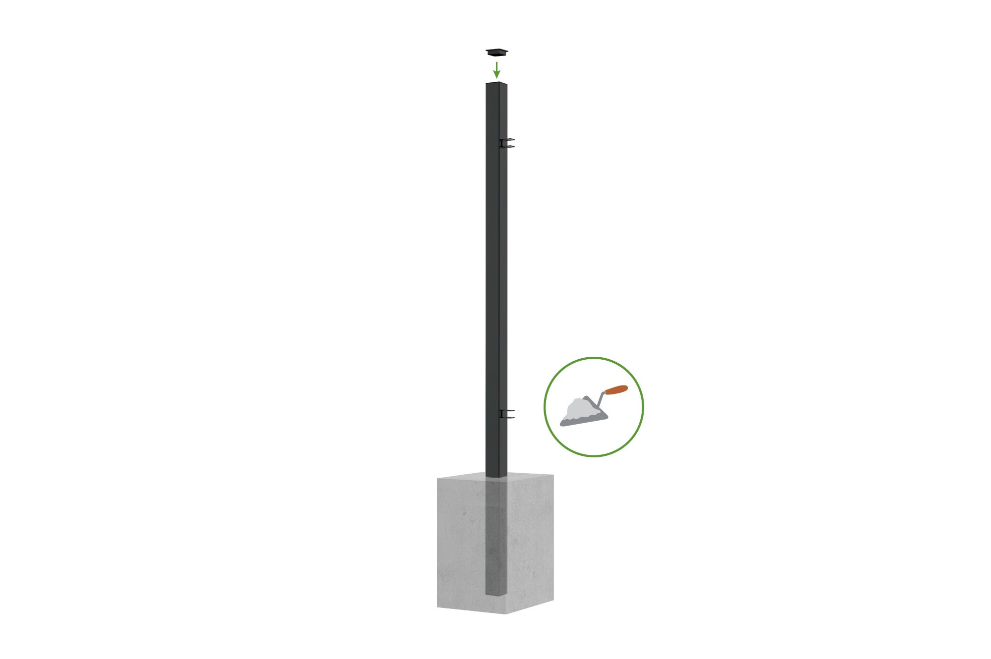 Lot de 2 poteaux en fer DARIO 6x6cm H.190cm Noir Mat - 5