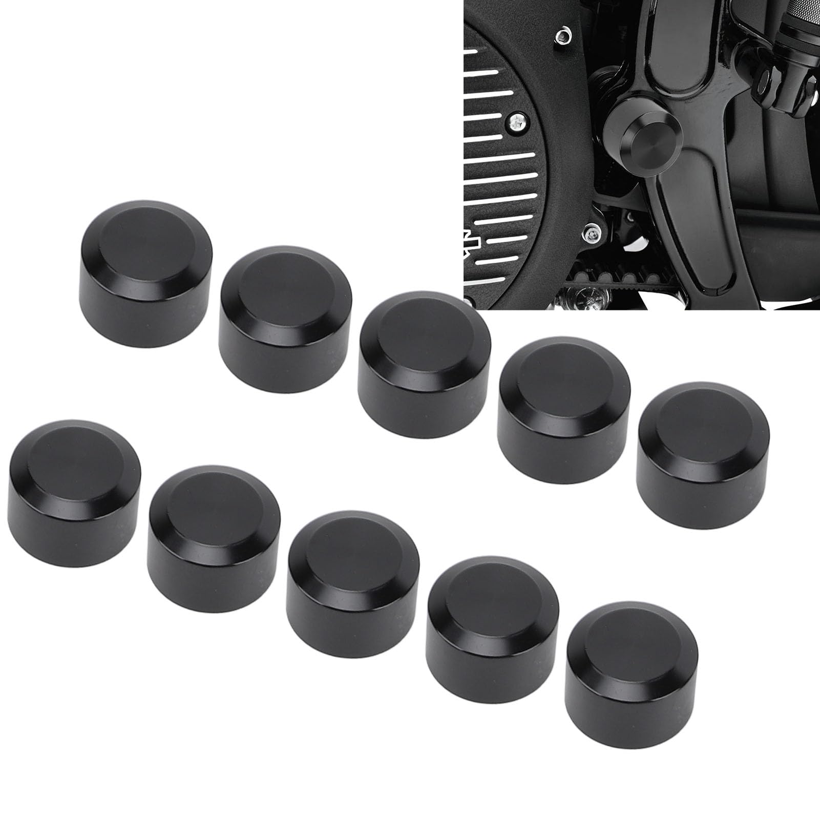 Capuchon De Couverture Pour Essieu Avant Moto - Aluminium Noir Anodisé - Compatible Harley-Davidson (1 Paire)