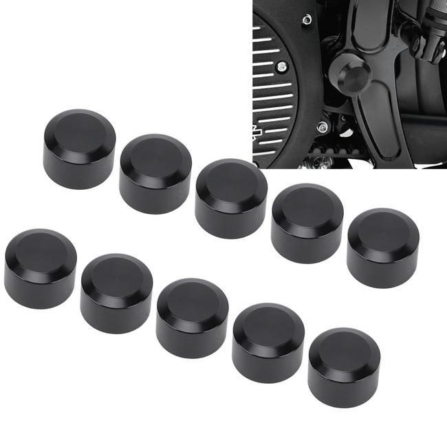 Capuchon De Couverture Pour Essieu Avant Moto - Aluminium Noir Anodisé - Compatible Harley-Davidson (1 Paire)