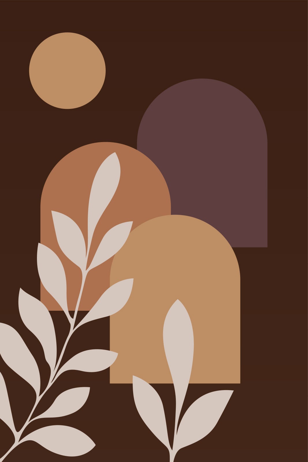 Papier peint panoramique - Feuilles Boho - Largeur 325 cm x Hauteur 487 ...