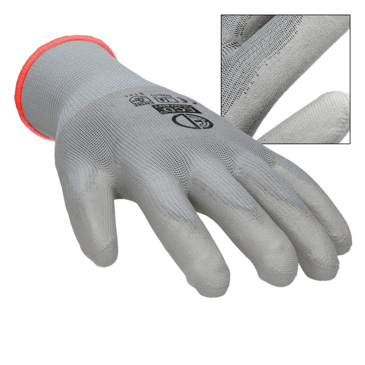 Ecd Germany 48 Paires De Gants De Travail En Pu, Taille 7-s, Couleur Gris, Gants De Mécanicien, Constructeurs, Pour Le Travail De Jardin - 3