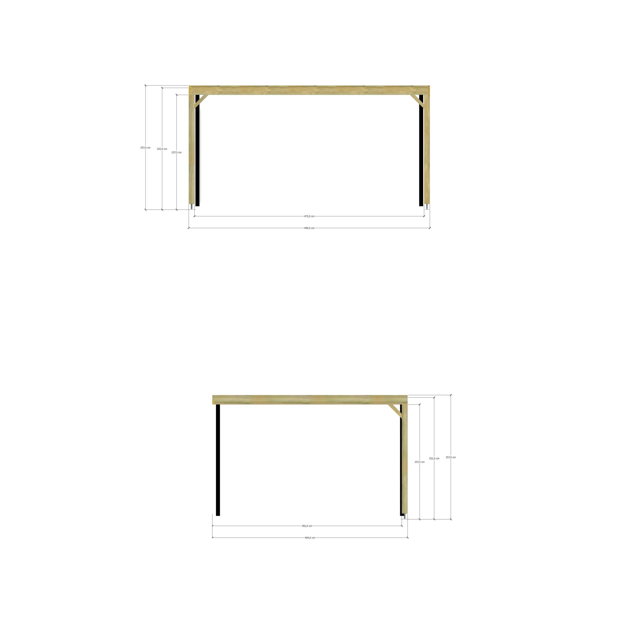Carport bois • 5m x 4m • adossée • sens largeur • livraison comprise - 5