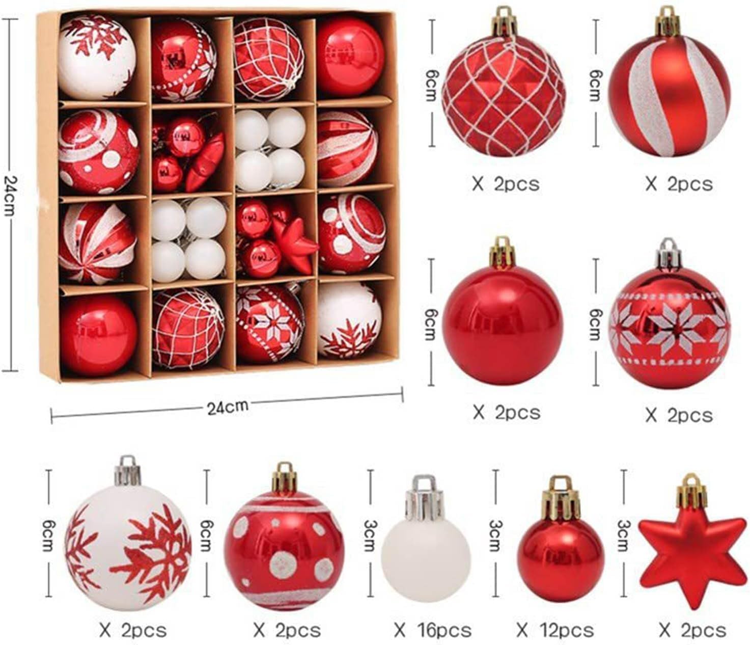Palline Di Natale, 42 Pz Ornamenti Di Palla Di Natale, Decorazioni