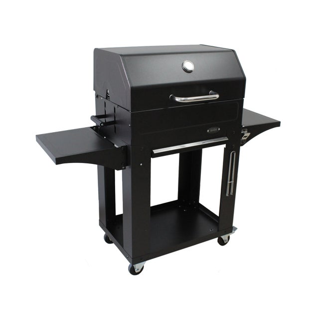 Barbecue au charbon de bois MICONOS - Couvercle, grille et plancha - Fumoir - Foyer réglable en hauteur