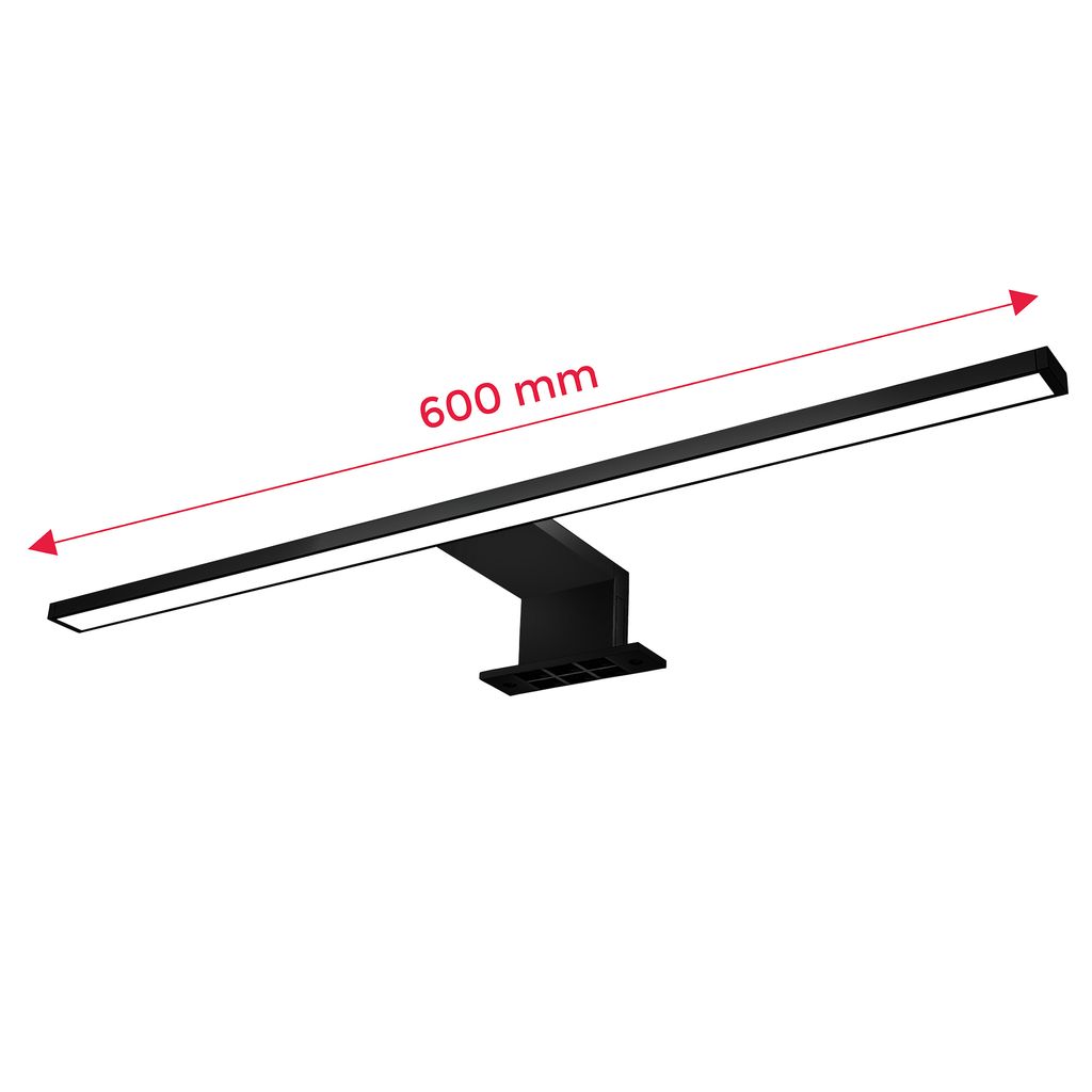 Applique LED Salle de bain - noir - 8W 780lm - 4000K - IP44 - fixation murale et pince miroir - B.K.Licht - 5