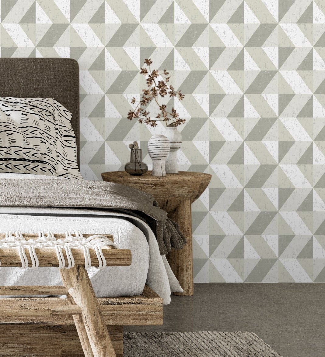 Papier peint pré-encollé vinyle intissé géométrique Easy Roll GoodHome Barrington beige l.53 x H