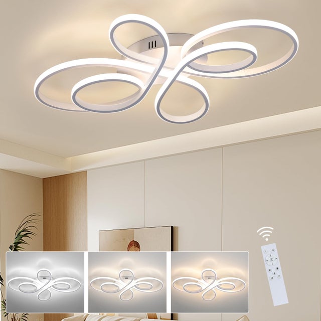 Moderna Lampada A Sospensione LED 3 Anelli Dimmerabile Lampadario 90W Da Soggiorno Con Telecomando Luci Pendenti Camera Da Letto Sala Da Pranzo Lampada Regolabile in Altezza Plafoniera,Marrone