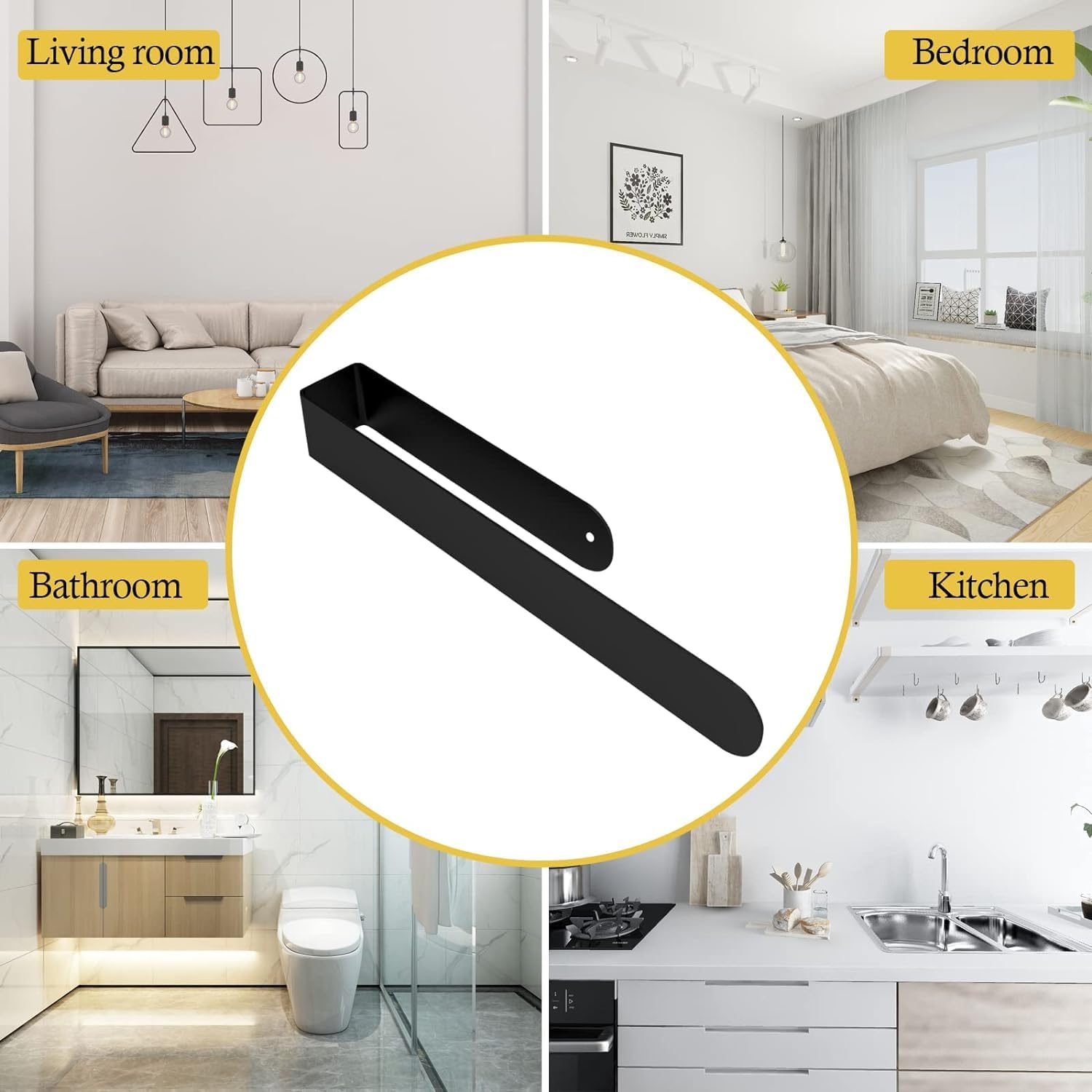 Toallero de baño sin taladrar, toallero autoadhesivo 30 cm, negro - 5