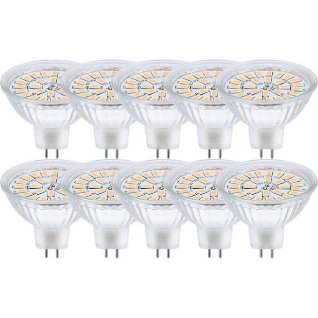 Ampoule LED GU5.3, MR16 LED 12V 3W Equivalent à 30W Lampe Halogène Blanc Chaud 3000K, Ampoules LED Spot Non Dimmable, Lot de 10 [Classe énergétique F]