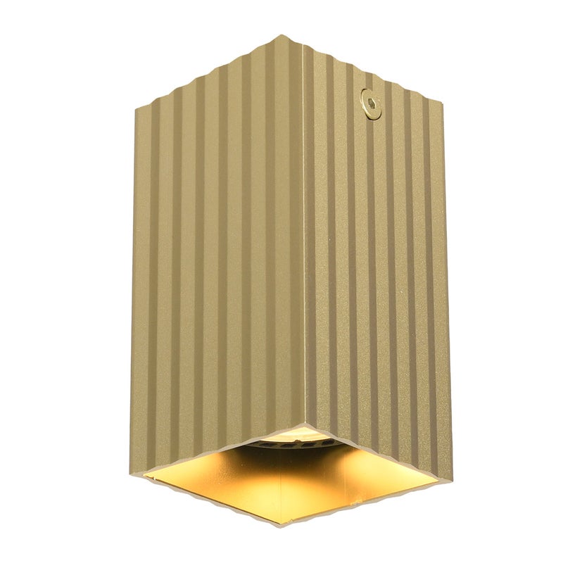 Reflektor sufitowy spot natynkowy Tecno kwadratowy złoty 1xGU10x10W wym: 10 x 5,8 x 5,8 cm aluminium Italux