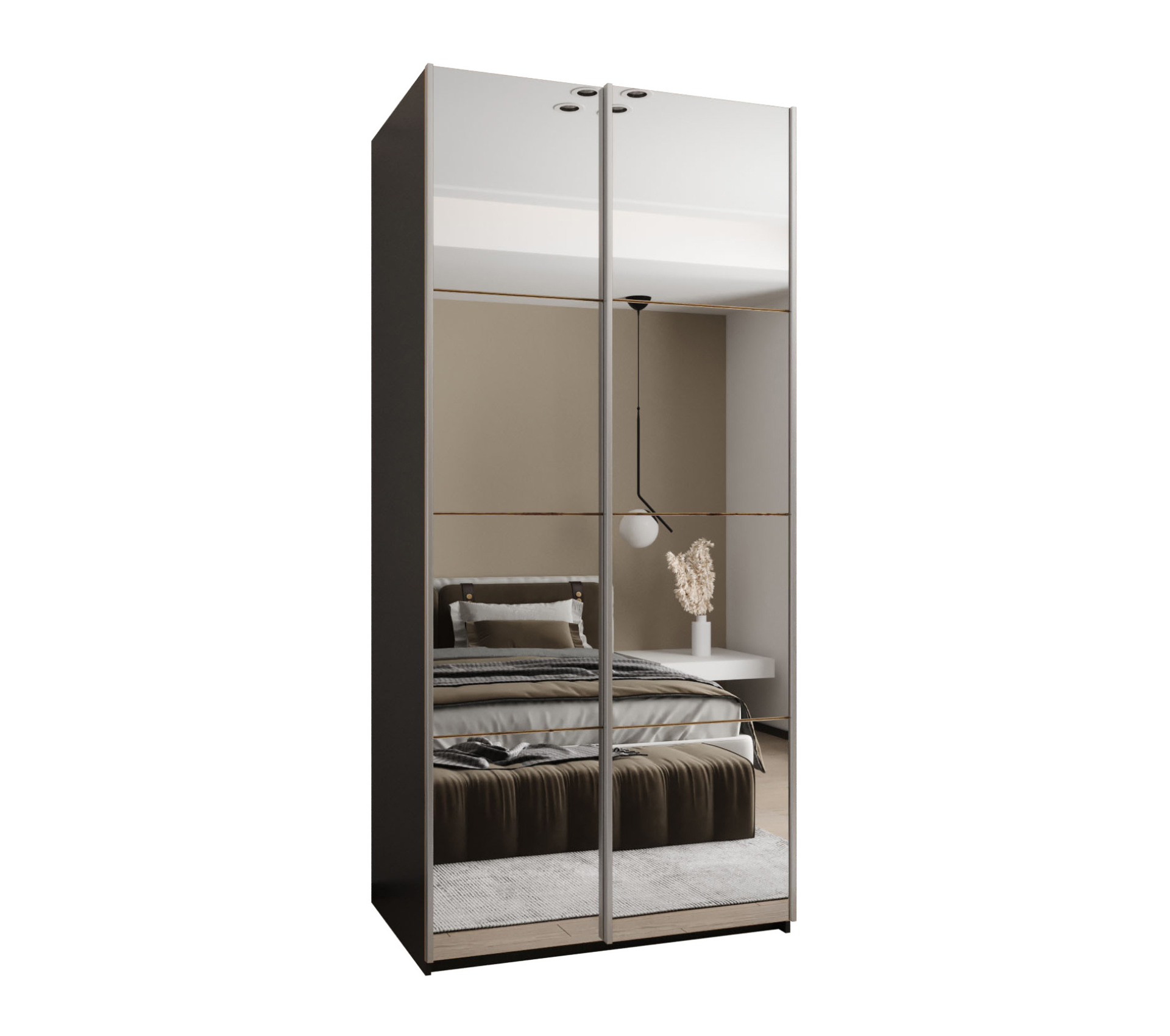 Szafa przesuwna wysoka Lux 2 110 x 64 x 245,5 cm czarny + artisan + u. srebrny - Abiks Meble