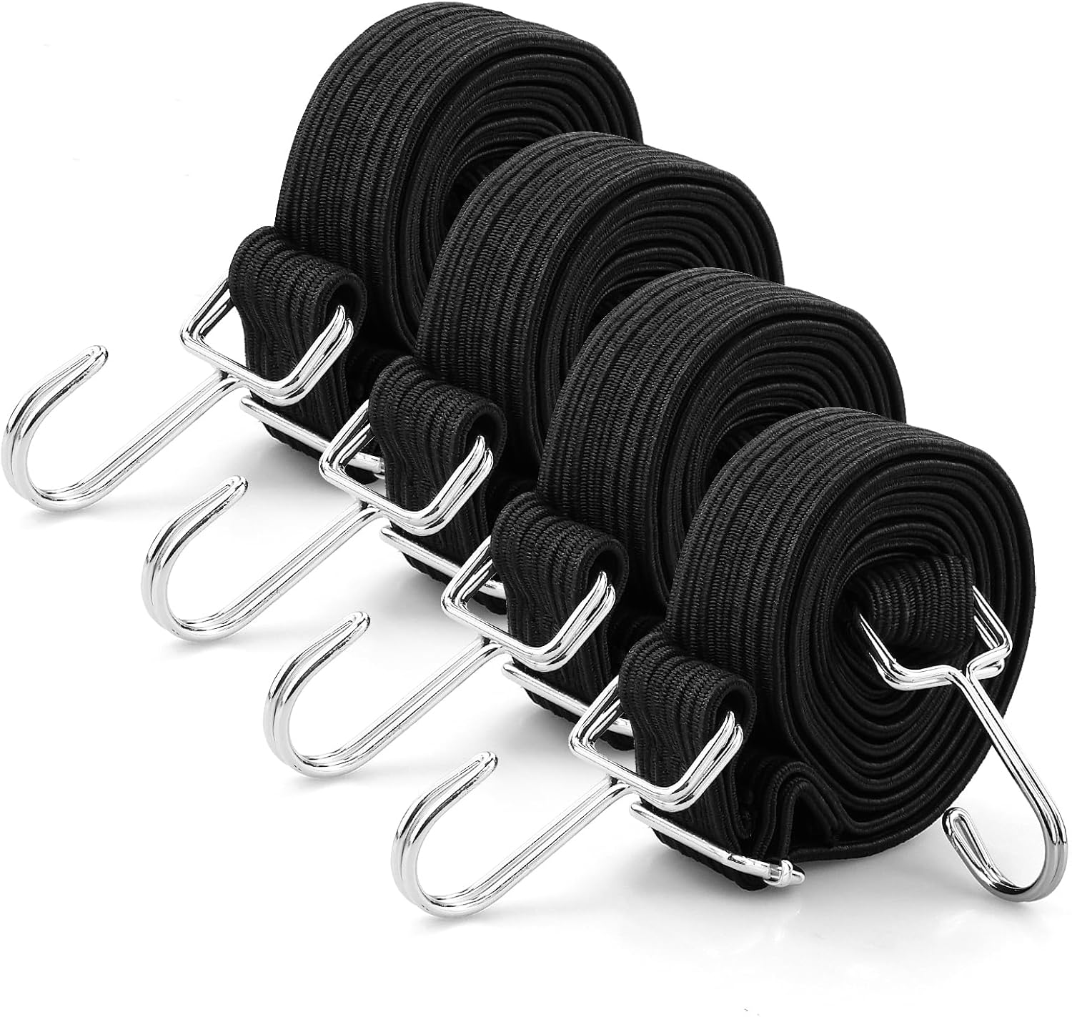 200 cm czarne linki bungee, regulowane, do plandek, przeprowadzek, kempingów i transportu