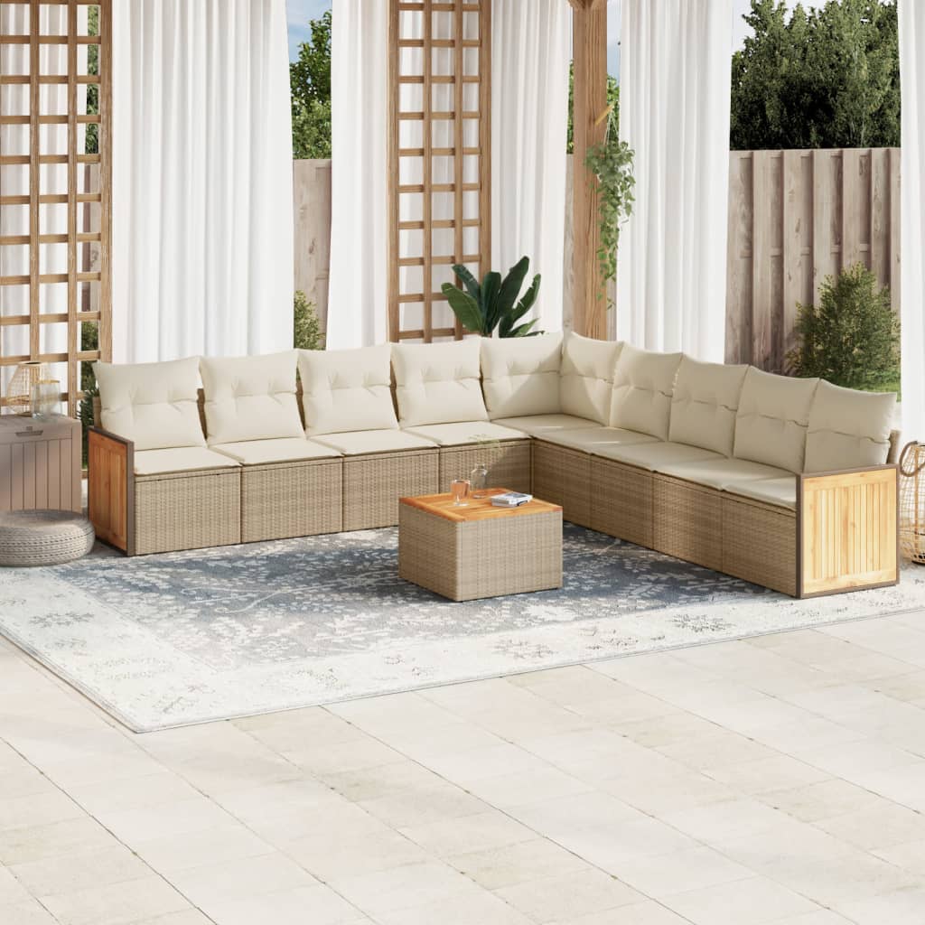 Salon bas de jardin en Rattan synthétique Beige 10 personnes | Leroy Merlin