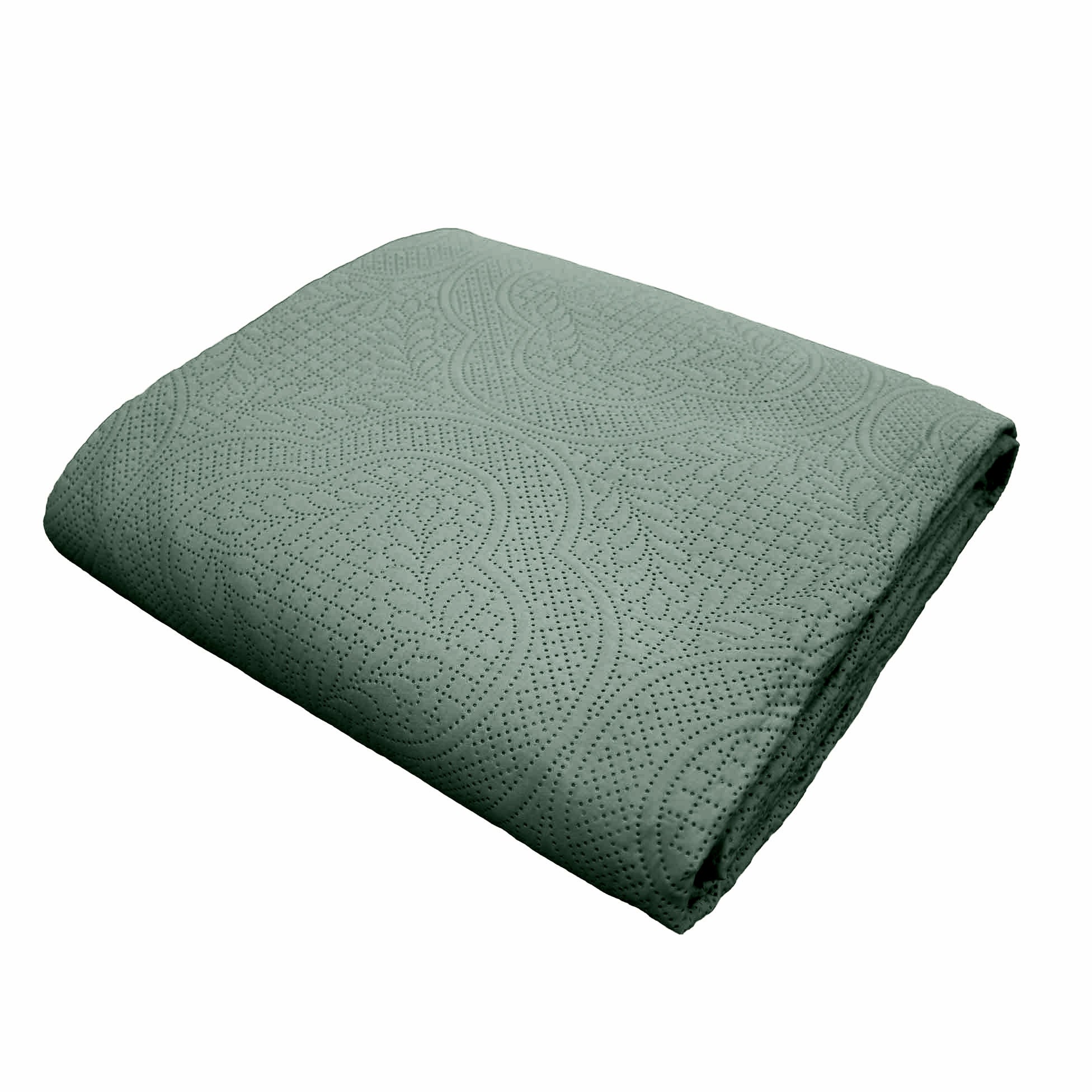Couvre-lit 2 personnes avec 2 housses de coussin – 240 × 260 cm – Microfibre Romane Cèdre - 3