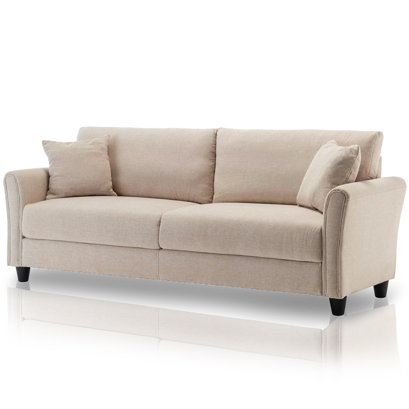 Divano 3 Posti con Rivestimento in Tessuto Beige Premium Sofa Relax 212x75x87 cm - 2