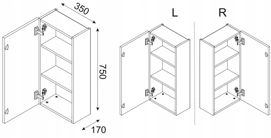 Słupek łazienkowy LUXOR 35 cm czarny dąb olejowany front 3D MDF wiszący - 2