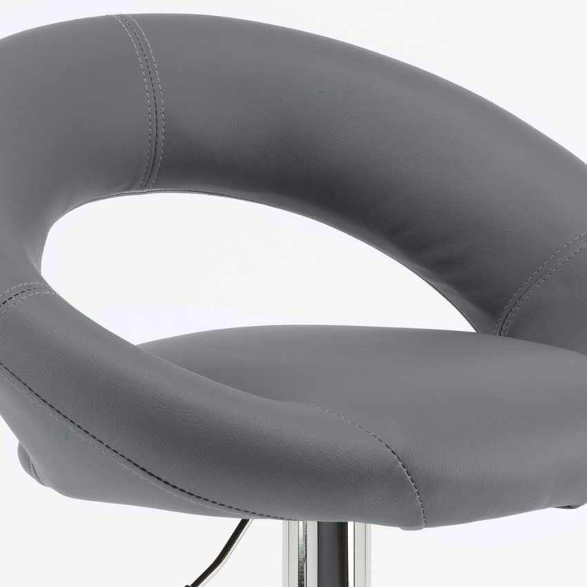 Tabouret de bar cuisine industriel pivotant réglable en hauteur repose-pieds Chicago - gris - 5