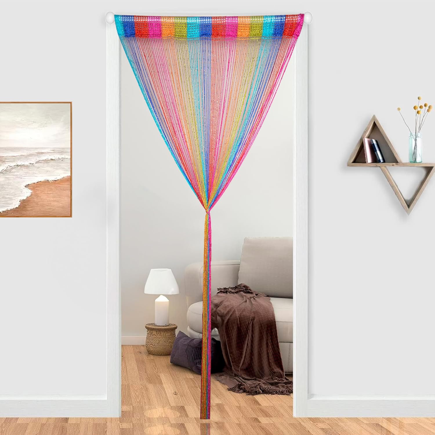 Himtop Fascette per Tende, Un paio di fermatende in corda per tende a maglia a mano con sfera singola beige per la decorazione della casa (2 pezzi