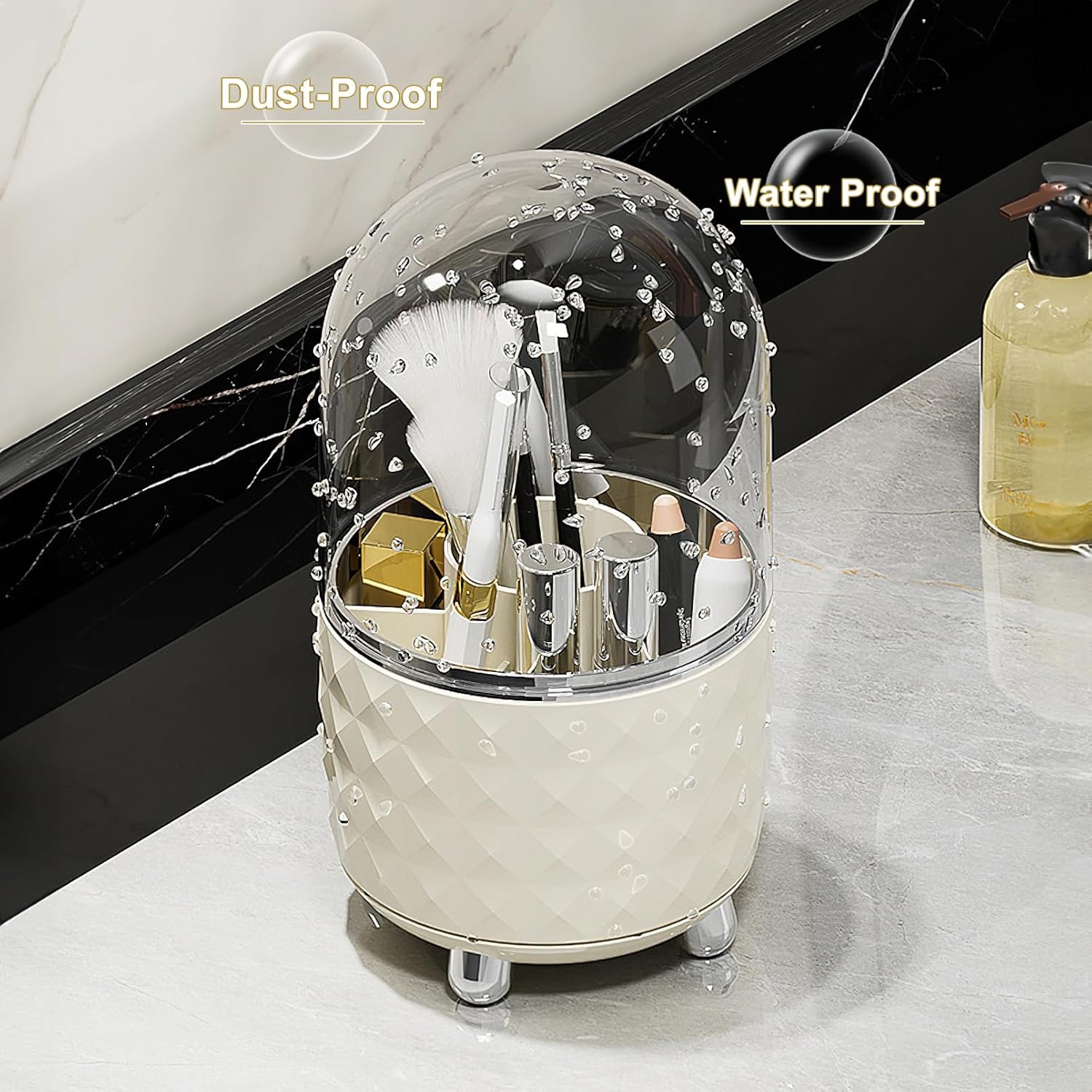360° Rangement Pinceaux Maquillage avec Anti Poussière Couvercle Organisateur Cosmétique Support de Pinceaux de Maquillage pour Pinceau - 2