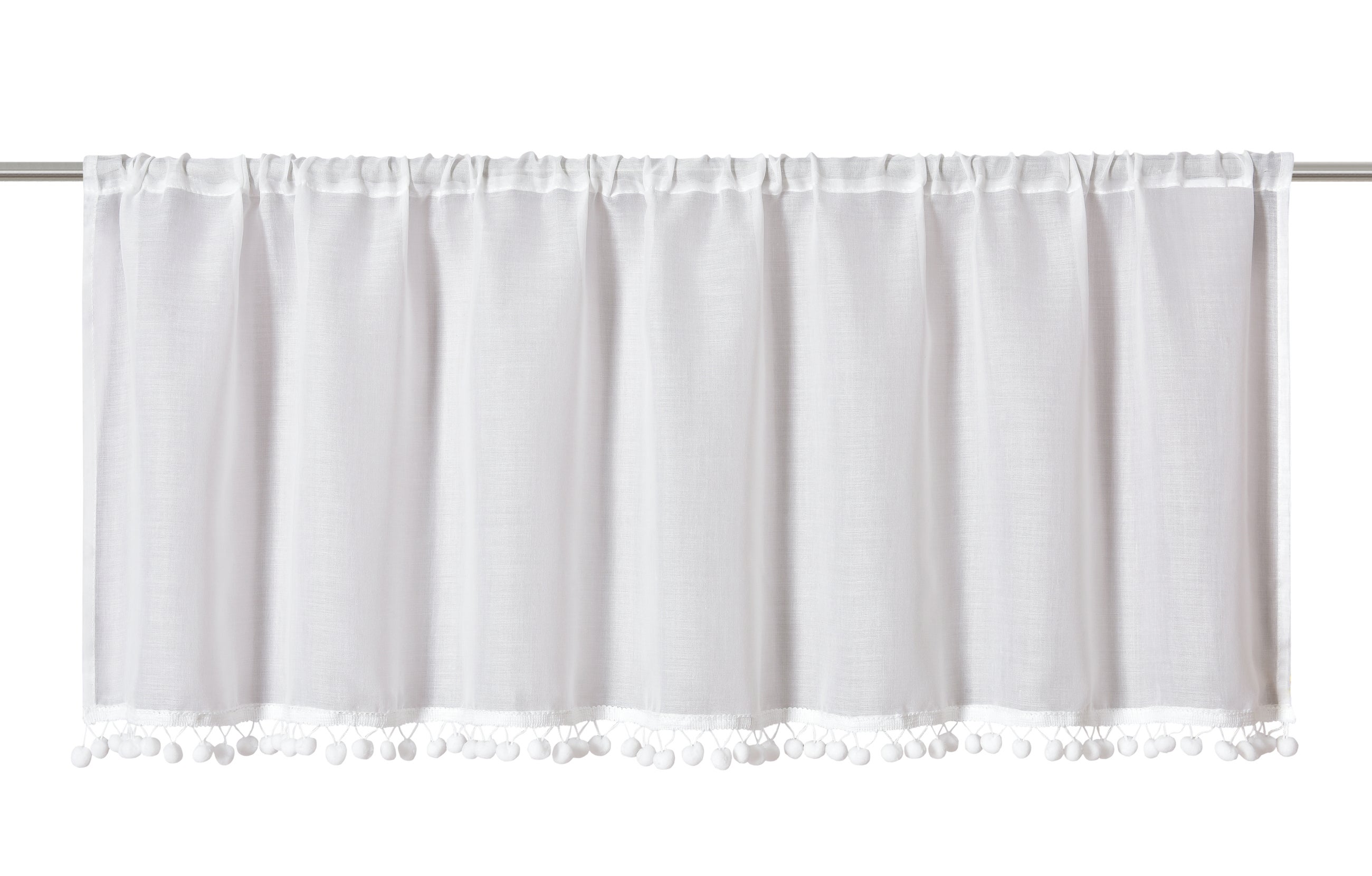 Rideau Voilage 45x120 Cm Blanc - Semi-transparent, Passants, Pour Cuisine, Salle De Bain, Fenêtre Bistrot - 3