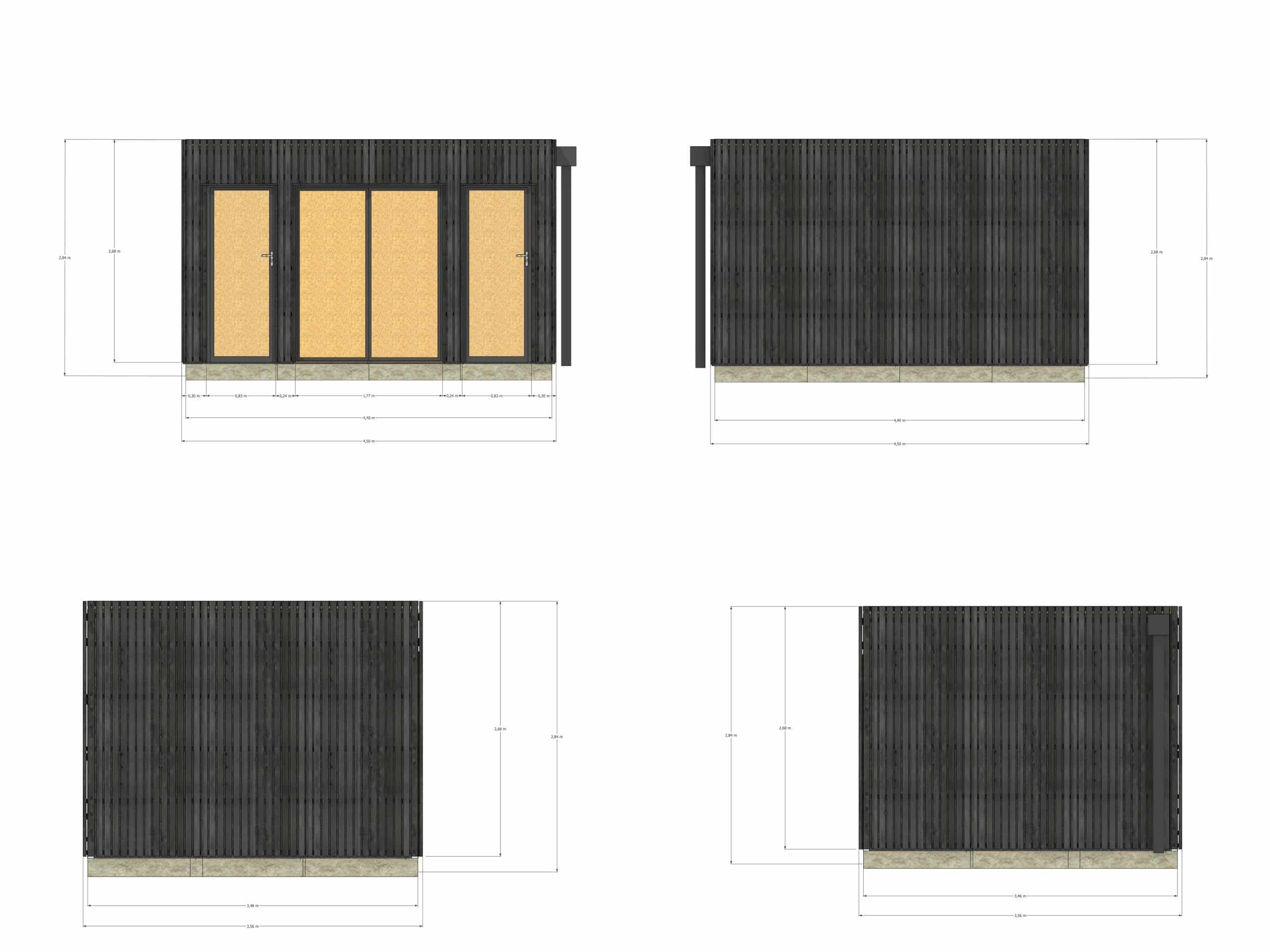 Extension maison en bois en bois 4,4 x 3,5 x 2,7 m - 4
