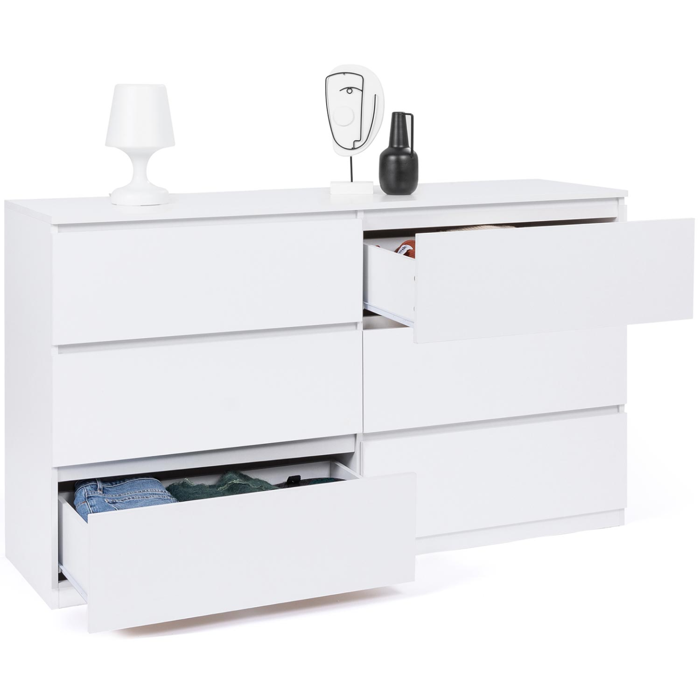 Commode 6 tiroirs TOMI XXL 140 cm bois blanc - 4