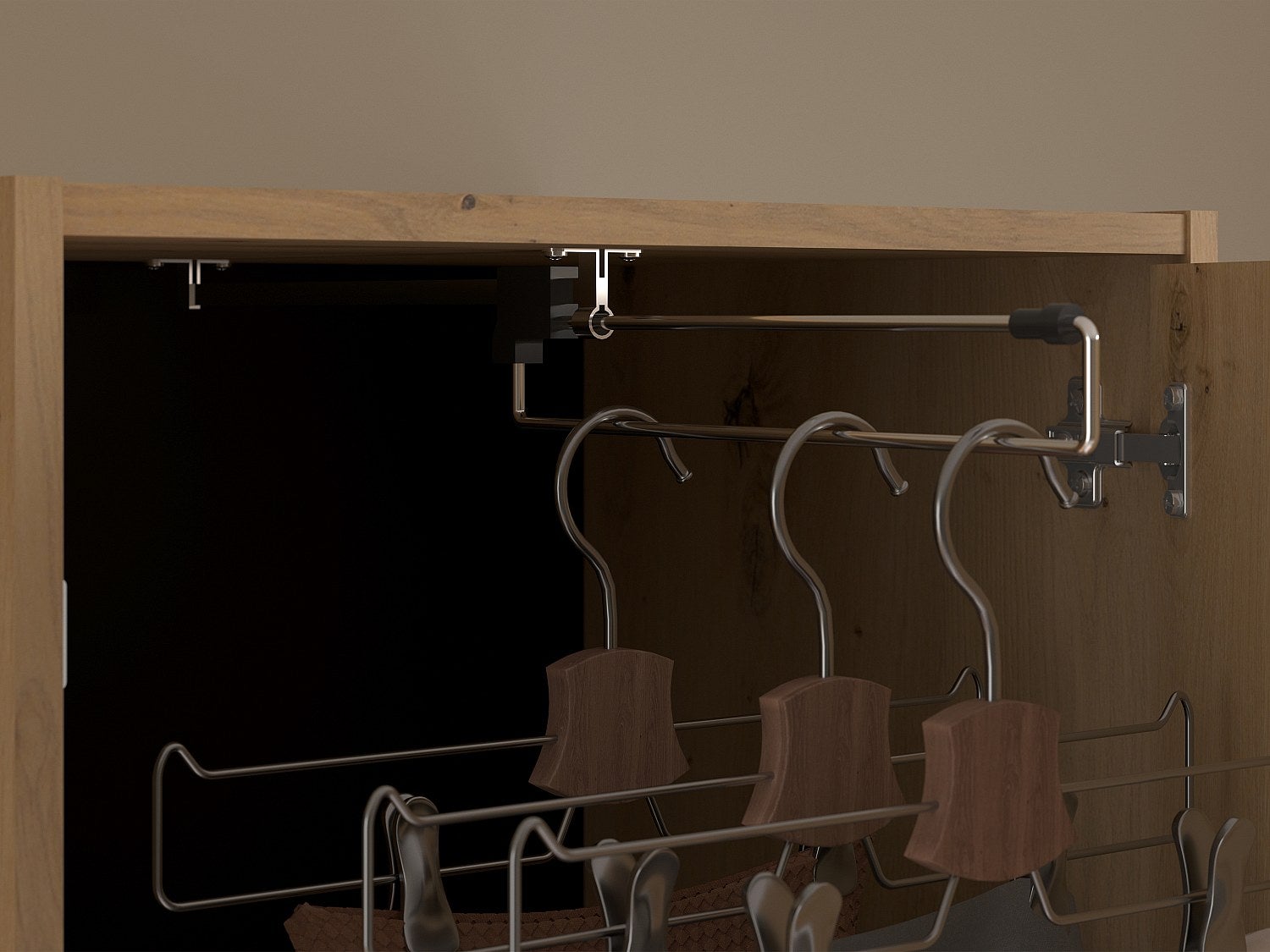 Armadio a ponte con scomparti e LED L269 cm Naturale e Nero - VARLY - 9