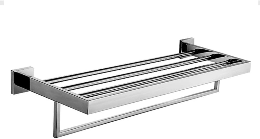 Wieszak na ręczniki ścienny z pojedynczym drążkiem, 59,9 * 22,1 * 12,2 cm, półka łazienkowa, polerowany chrom