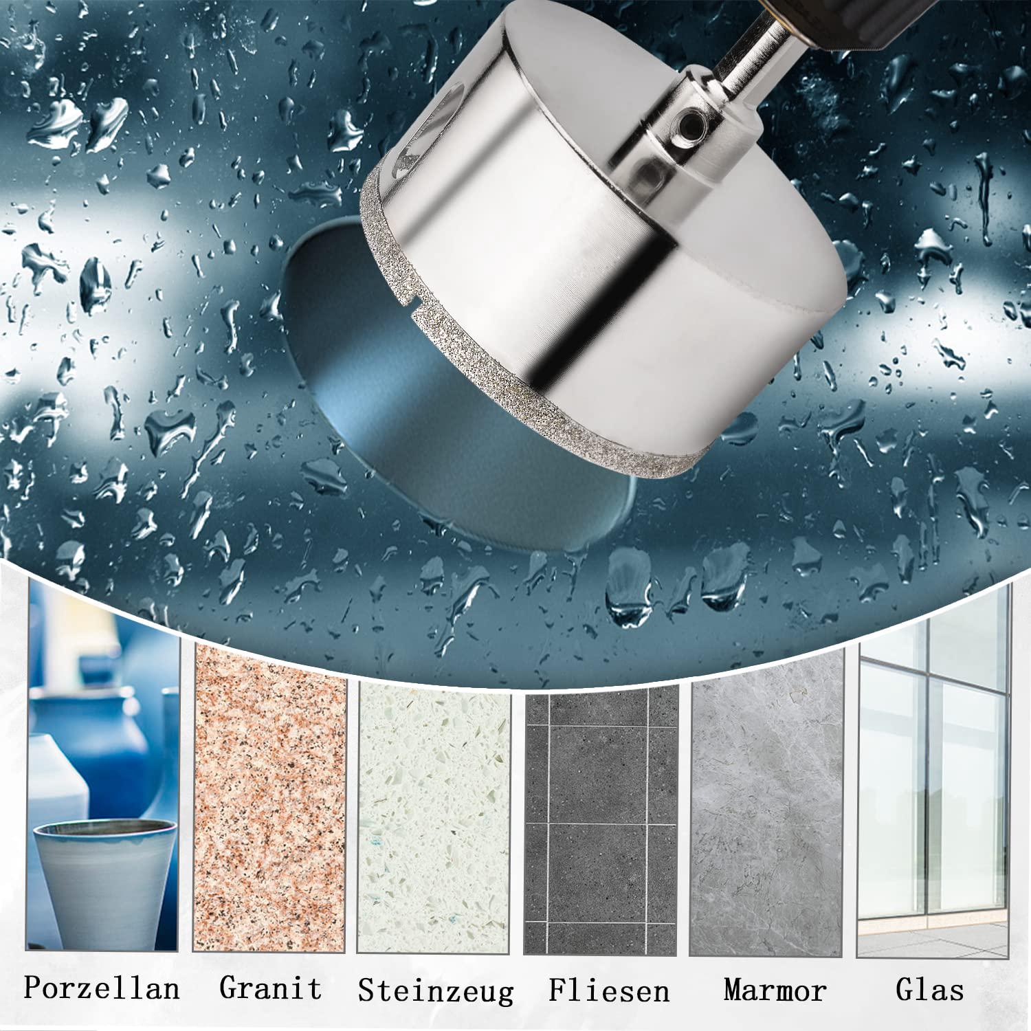 Scie cloche diamantée avec mèche pilote de centrage, diamantée, pour verre, carrelage, céramique, marbre (100 mm) - 4