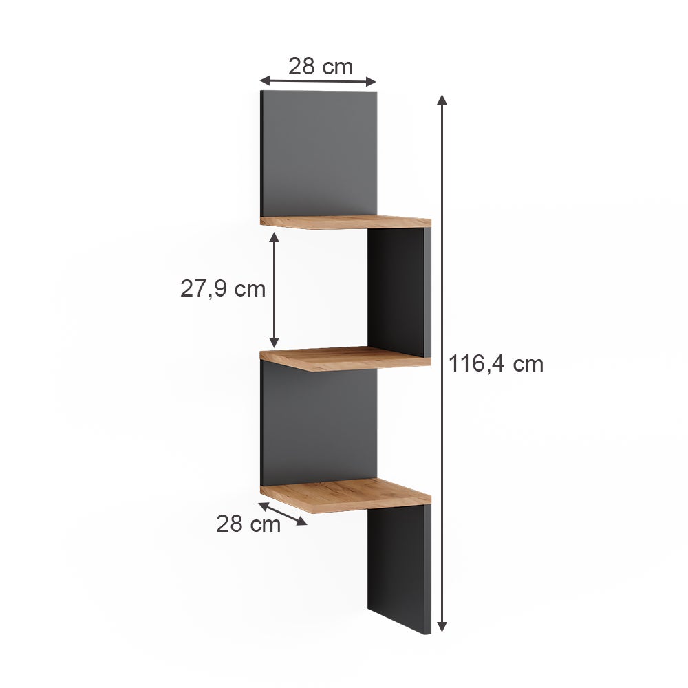 Vicco Étagère dangle Paolo, Anthracite, 28x116.4cm Lot de 2 - 2
