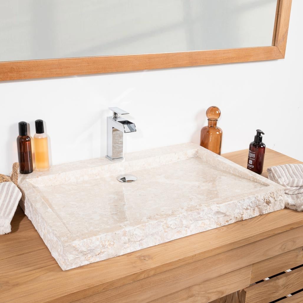 Encimera Para Lavabo De Baño - Color Blanco Brillo, Medida 70x46 Cm, Grosor 1.6 Cm, Melamina Con Cantos PVC