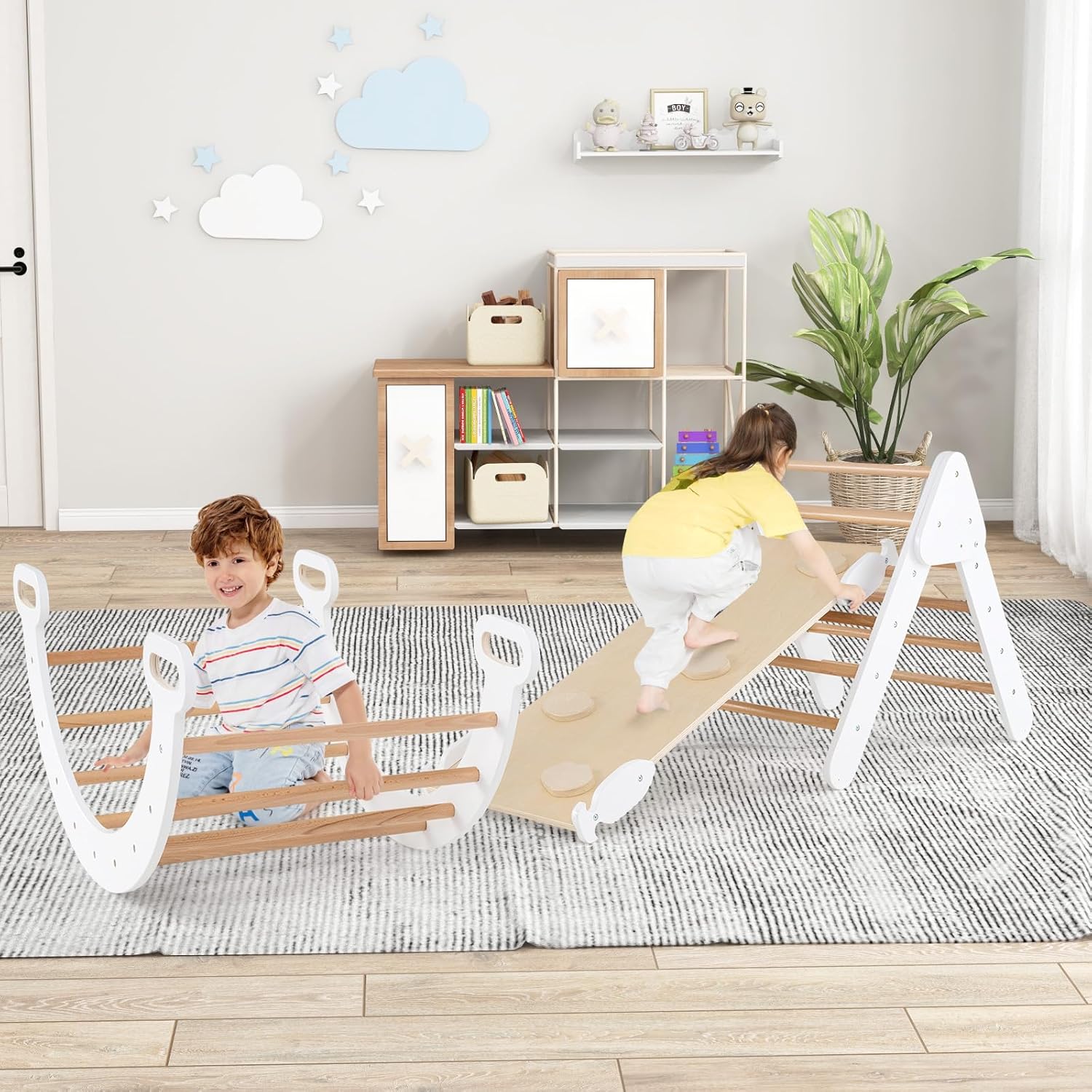 4 in 1 Set da Arrampicata per Bambini, Giocattoli da Arrampicata a Triangolo con Triangolo Arco e Salita, Ideale per Bambini 1 Anni + (Bianco) - 9