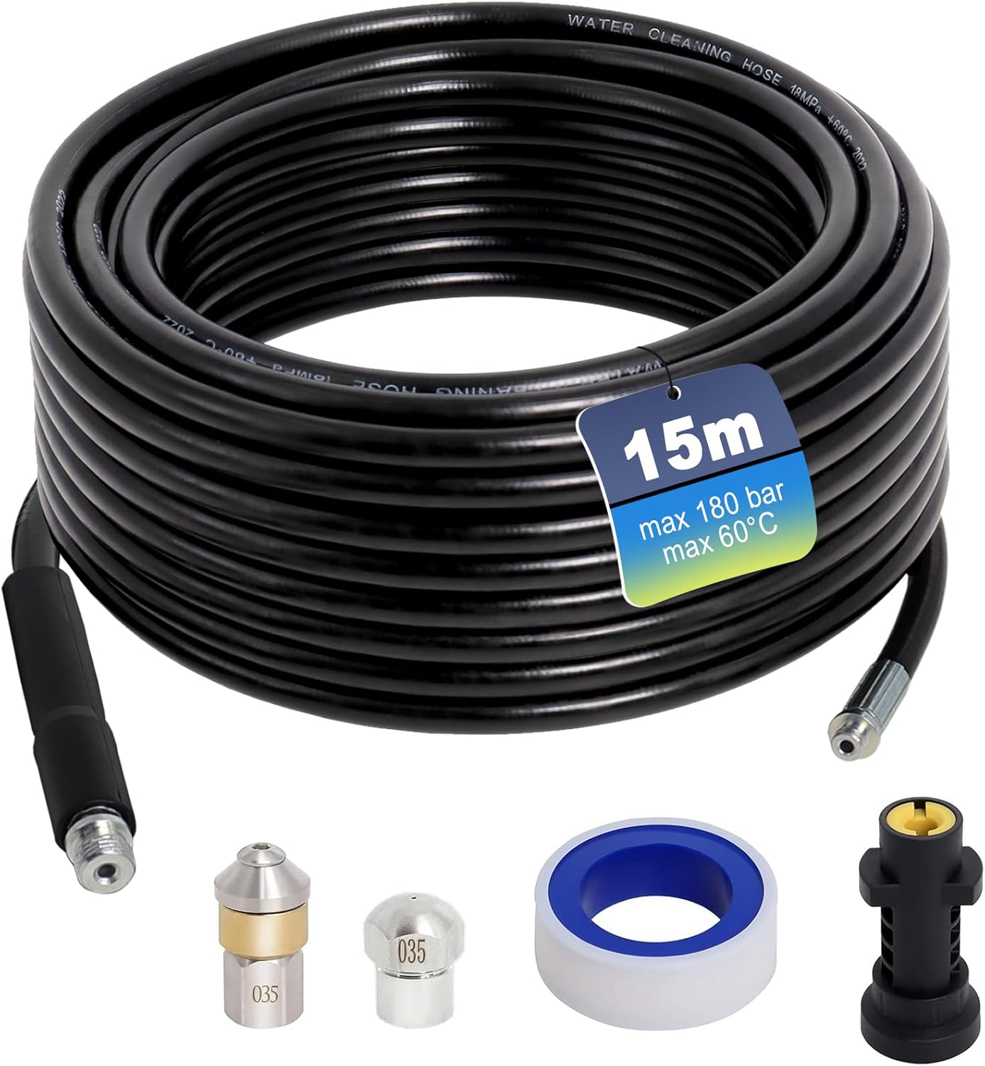 15m Drain Unblocker - Karcher Ferret kompatybilny z Karcher K2, K3, K4, K5, K6, K7, myjką wysokociśnieniową 180Bar
