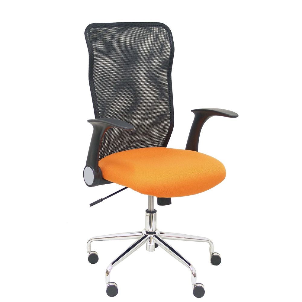 Silla De Oficina Ergonómica Con Mecanismo De Contacto Permanente Y Regulable En Altura Asiento Y Respaldo Tapizados En Similpiel Color Amarillo Brazos Fijos Incluidos Piqueras Y Crespo Modelo 04cp