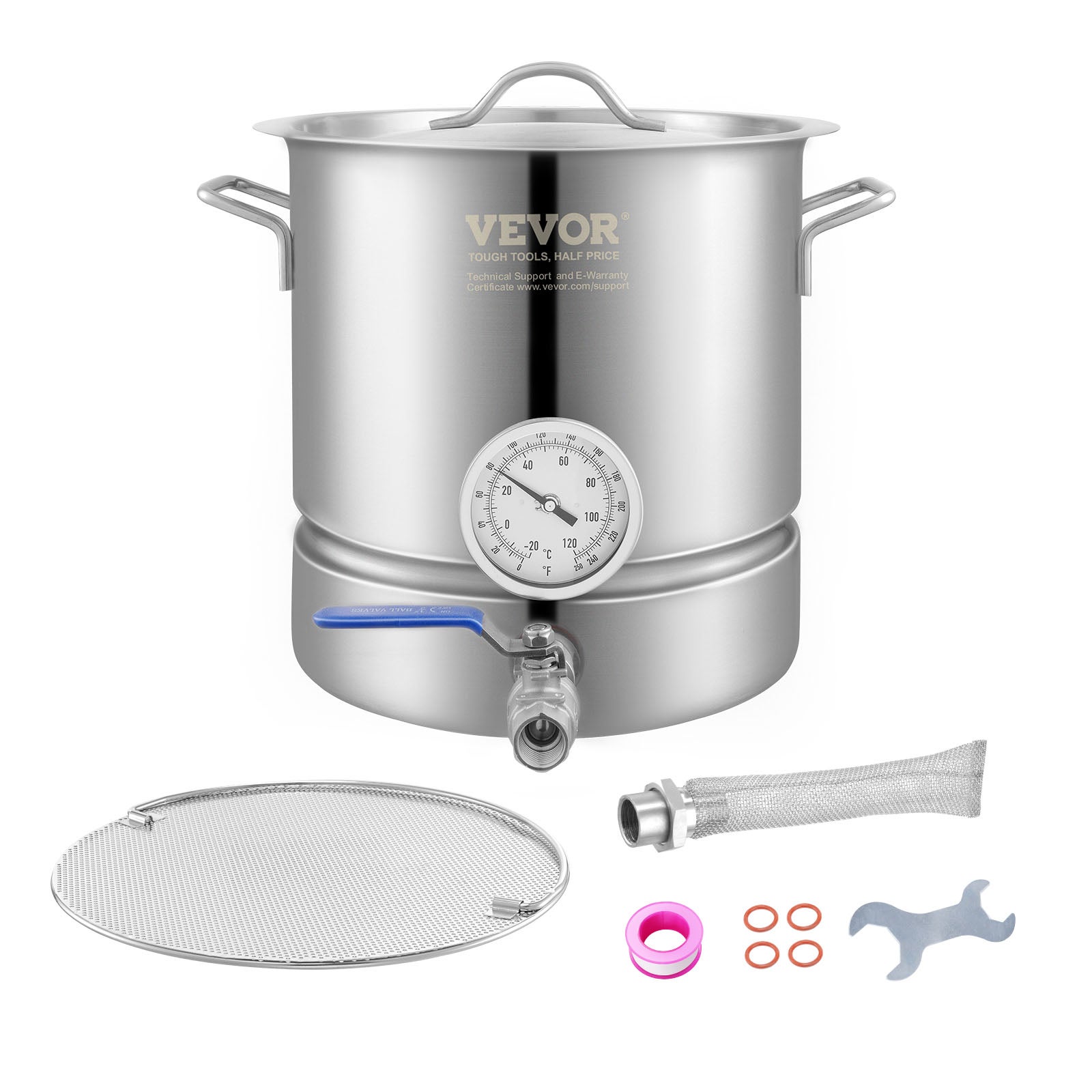 Czajnik do warzenia piwa System warzenia piwa Domowy system warzenia 5 Gal Browar Garnek fermentacyjny Stal nierdzewna VEVOR