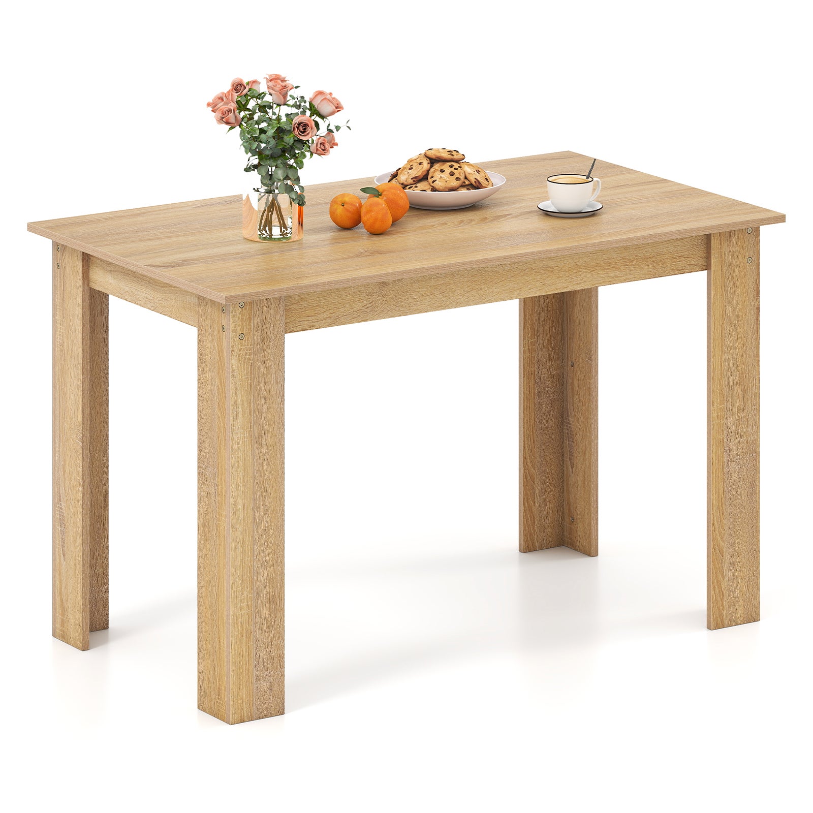 Dywan do jadalni 120 x 70 x 75 cm dla 4 do 6 osób, prostokątny stół o nośności 60 kg do kuchni, jadalni, naturalny