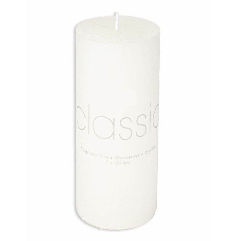 Lumanare decorativa Flippy, cilindrica, parafina, fara parfum, 7 x 15 cm, alb ivory