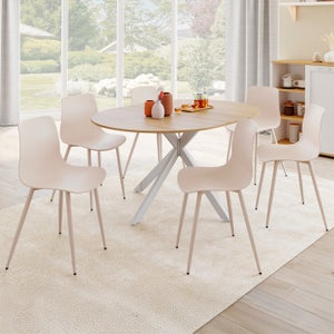 6 Chaises Plastique GroBKau - Dossier Haut - Blanc - Pour Cuisine, Salle à Manger, Bureau