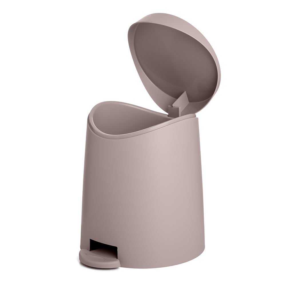 Poubelle de salle de bain à pédale 3 litres gris tourterelle mat en plastique - 2