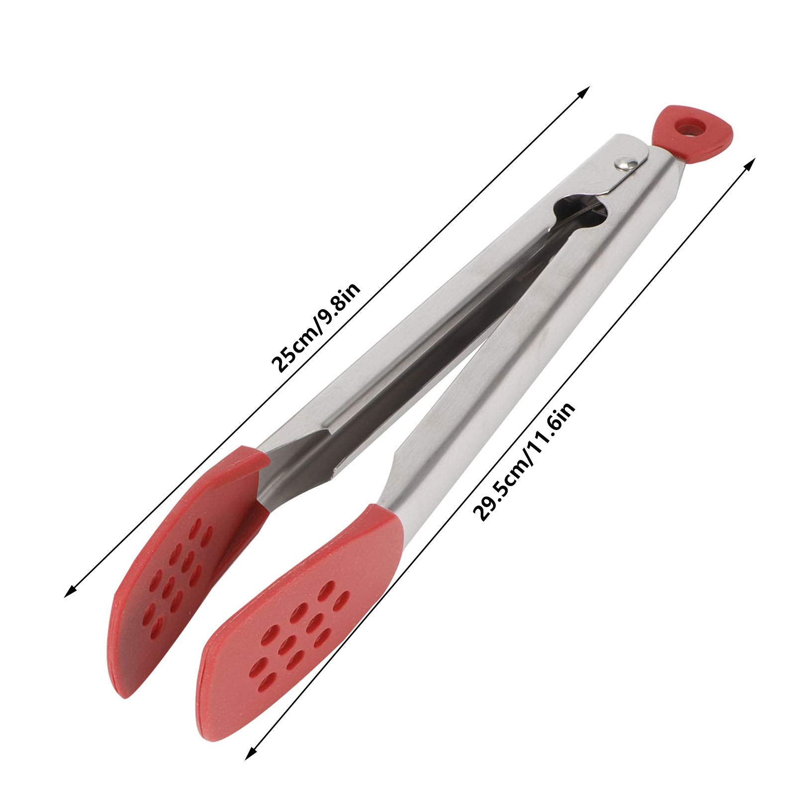 Pinze Da Cucina In Silicone FIOUSY Set Da 2 - Antiscivolo, Resistenti Al Calore (230°C), Con Chiusura Per Riporre, Acciaio Inox 430