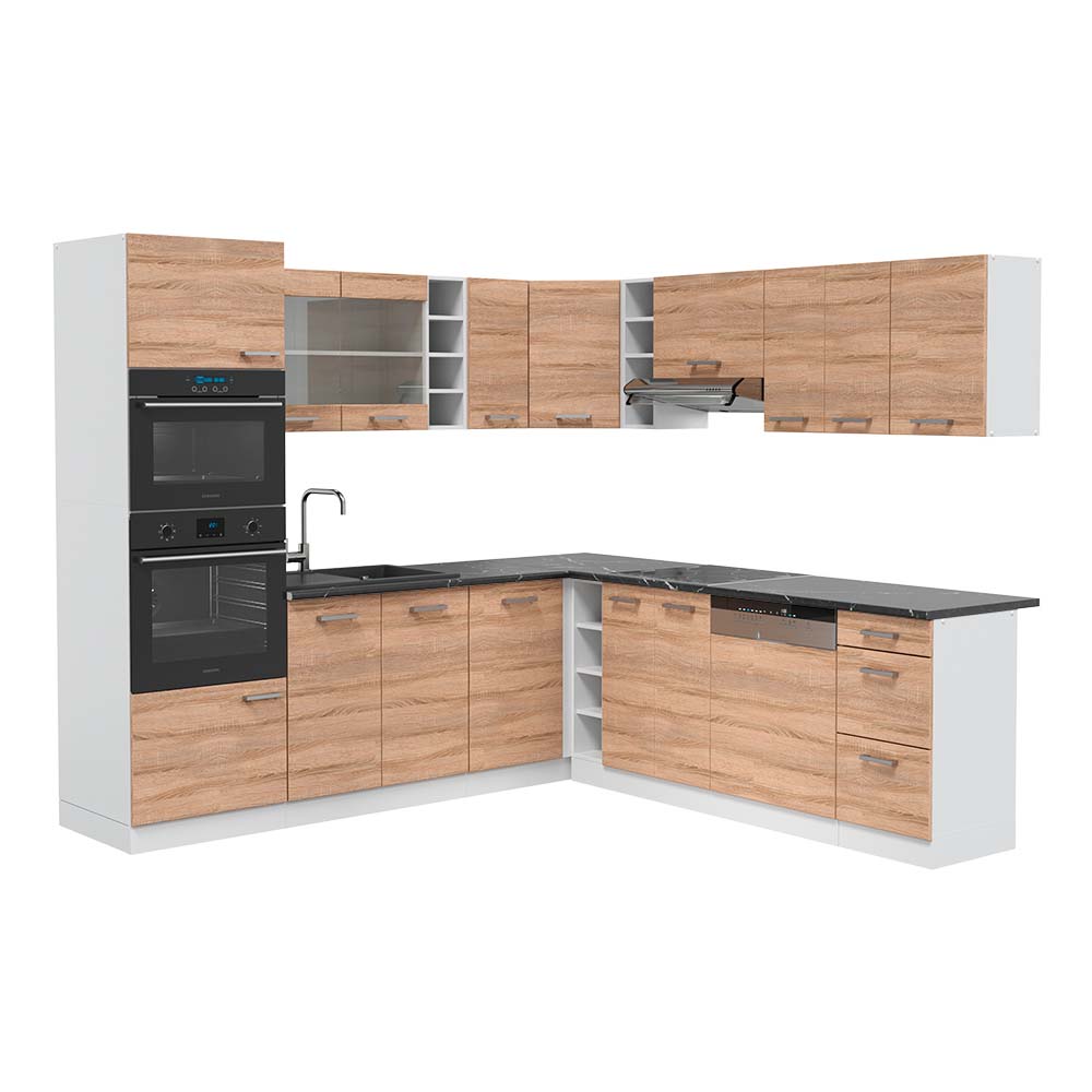 Vicco Kuchnia narożna R-Line, Sonoma/Biały, 247 x 60 cm , BP Antracyt